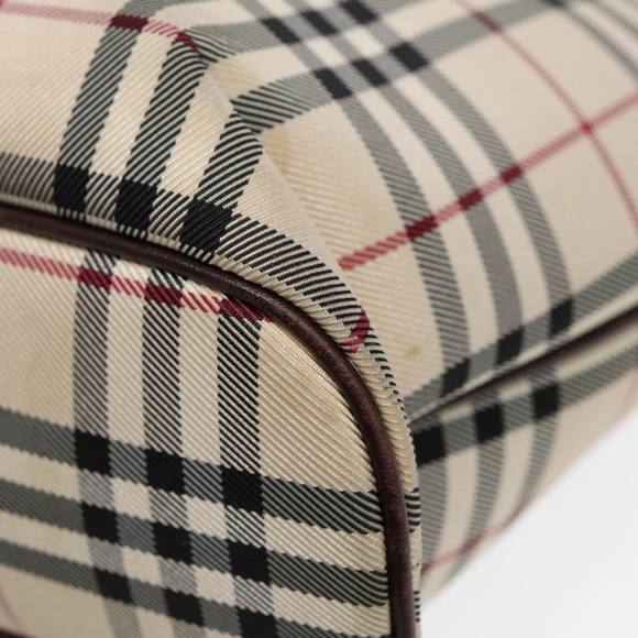 BURBERRY Nova Check Hand Bag Canvas Beige Silver Auth ep5413 - Picture 9 of 16